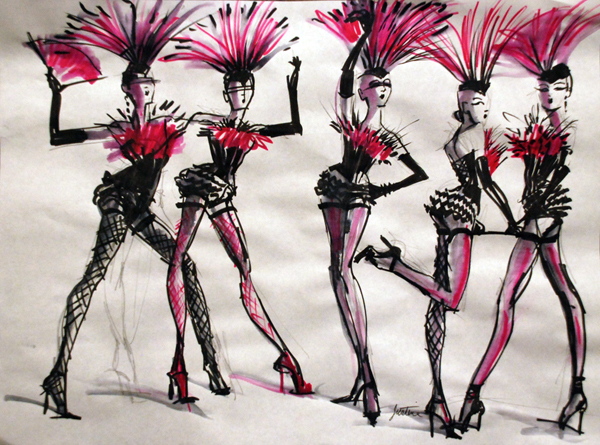 Vegas Showgirl theme, photo and artwork – The Drawing Club